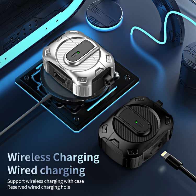 For AirPods Pro Lock Shockproof Bluetooth Earphone Protective Case(Black Blue) - For AirPods Pro by PMC Jewellery | Online Shopping South Africa | PMC Jewellery | Buy Now Pay Later Mobicred