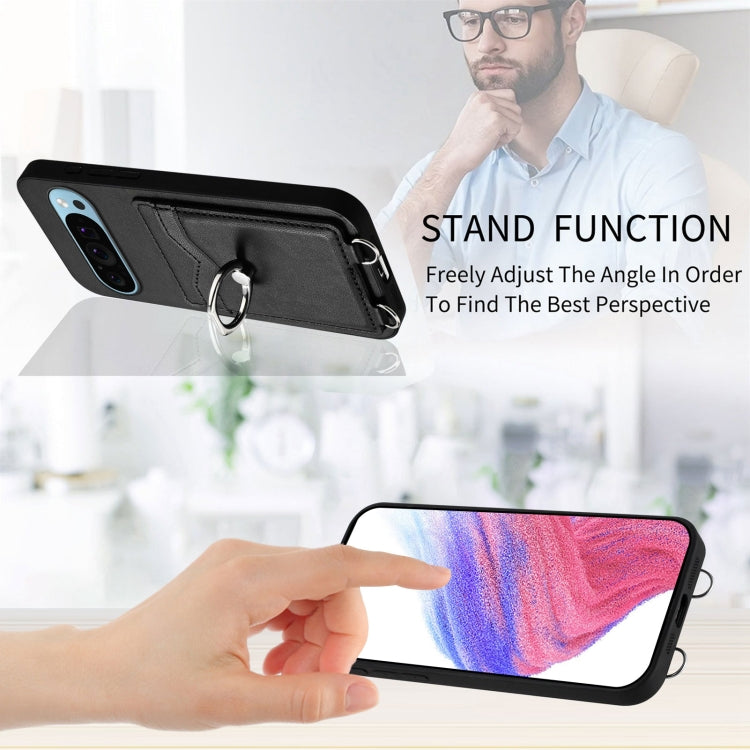 For Google Pixel 9 / 9 Pro R20 Ring Card Holder Phone Case(Black) - Google Cases by PMC TechLife | Online Shopping South Africa | PMC TechLife | Buy Now Pay Later Mobicred