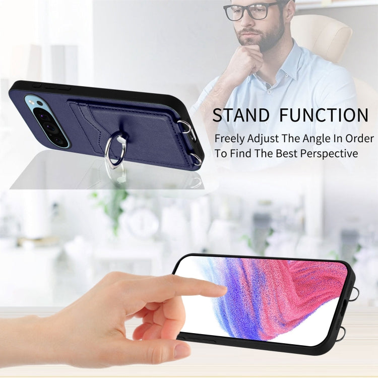 For Google Pixel 9 / 9 Pro R20 Ring Card Holder Phone Case(Blue) - Google Cases by PMC TechLife | Online Shopping South Africa | PMC TechLife | Buy Now Pay Later Mobicred