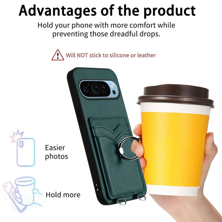 For Google Pixel 9 / 9 Pro R20 Ring Card Holder Phone Case(Green) - Google Cases by PMC TechLife | Online Shopping South Africa | PMC TechLife | Buy Now Pay Later Mobicred