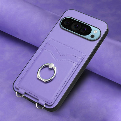 For Google Pixel 9 / 9 Pro R20 Ring Card Holder Phone Case(Purple) - Google Cases by PMC Jewellery | Online Shopping South Africa | PMC Jewellery | Buy Now Pay Later Mobicred