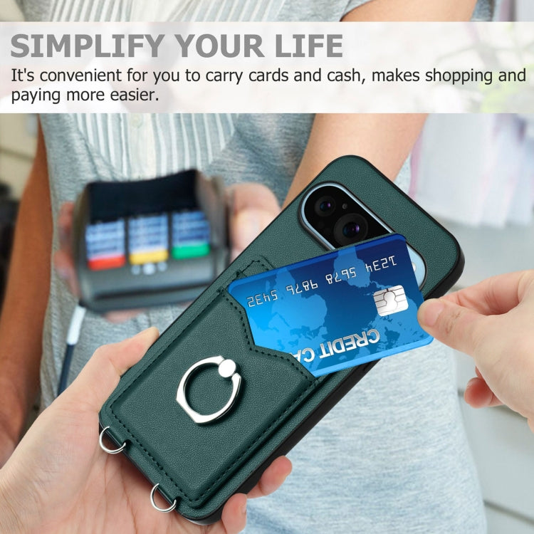 For Google Pixel 9 Pro XL R20 Ring Card Holder Phone Case(Green) - Google Cases by PMC TechLife | Online Shopping South Africa | PMC TechLife | Buy Now Pay Later Mobicred