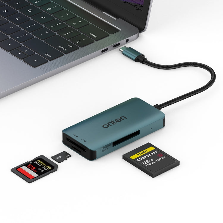 Onten C11 3 in 1 USB-C / Type-C to CFepress Type-B & SD & TF Card Reader(Pine Green) - Card Reader by Onten | Online Shopping South Africa | PMC Jewellery | Buy Now Pay Later Mobicred