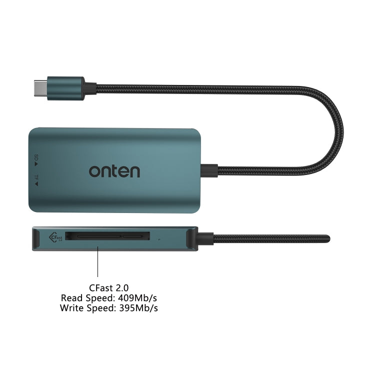 Onten C15 3 in 1 USB-C / Type-C to CFast 2.0 & SD & TF Card Reader(Pine Green) - Card Reader by Onten | Online Shopping South Africa | PMC Jewellery | Buy Now Pay Later Mobicred