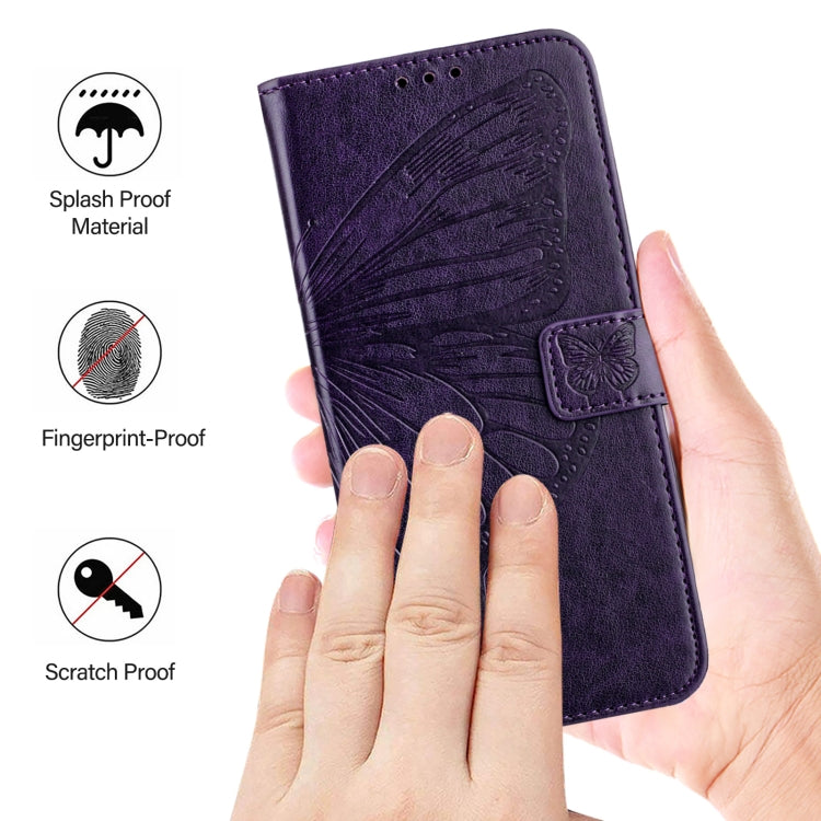 For Blackview A52 Embossed Butterfly Leather Phone Case(Dark Purple) - More Brand by PMC Jewellery | Online Shopping South Africa | PMC Jewellery | Buy Now Pay Later Mobicred