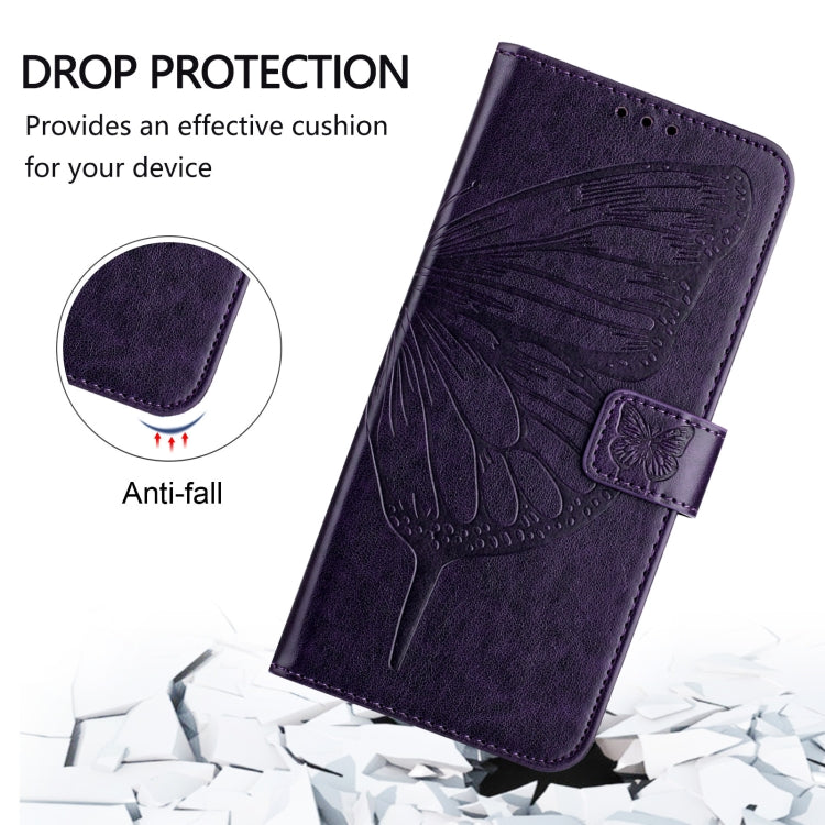 For Blackview Wave 6C Embossed Butterfly Leather Phone Case(Dark Purple) - More Brand by PMC Jewellery | Online Shopping South Africa | PMC Jewellery | Buy Now Pay Later Mobicred