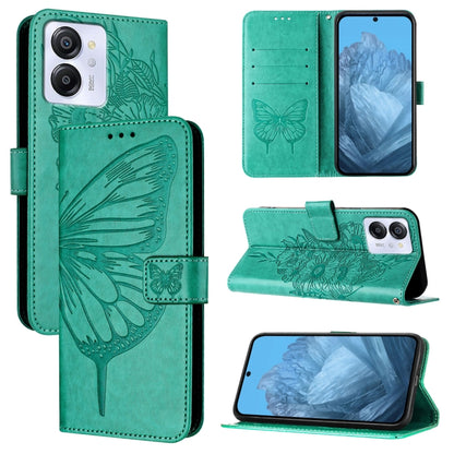 For Blackview Color 8 Embossed Butterfly Leather Phone Case(Green) - More Brand by PMC Jewellery | Online Shopping South Africa | PMC Jewellery | Buy Now Pay Later Mobicred