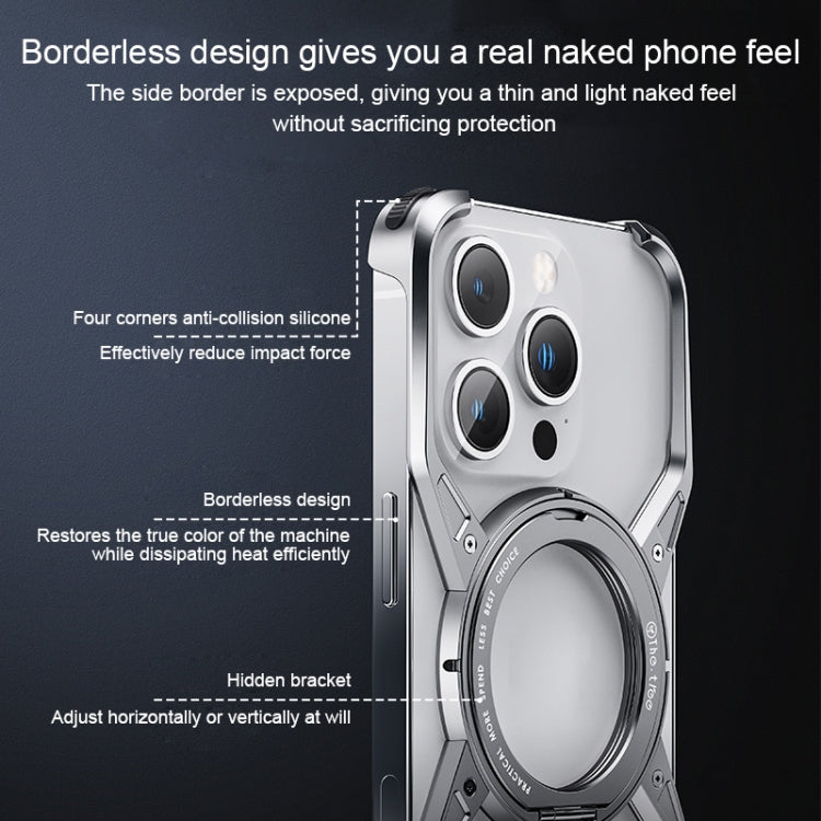 For iPhone 16 Aluminum Alloy Frameless 360-Degree Rotating Phone Case(Silver) - iPhone 16 Cases by PMc TechLife | Online Shopping South Africa | PMc TechLife | Buy Now Pay Later Mobicred