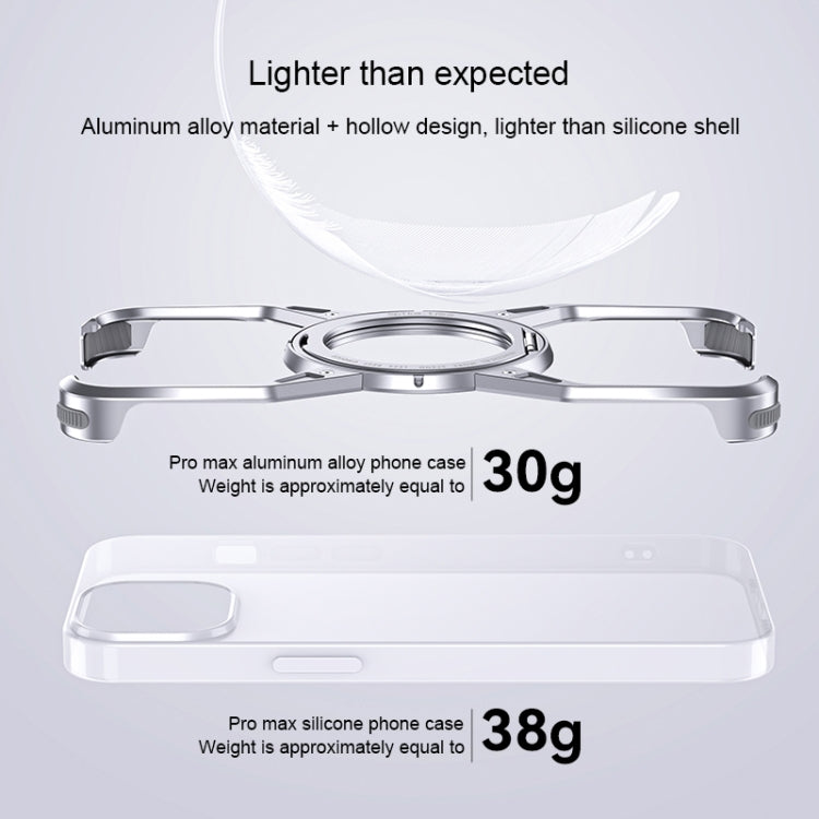 For iPhone 16 Aluminum Alloy Frameless 360-Degree Rotating Phone Case(Silver) - iPhone 16 Cases by PMc TechLife | Online Shopping South Africa | PMc TechLife | Buy Now Pay Later Mobicred