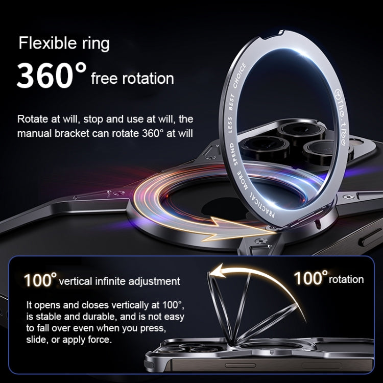 For iPhone 16 Aluminum Alloy Frameless 360-Degree Rotating Phone Case(Grey) - free shipping - PMc TechLife - Order now!