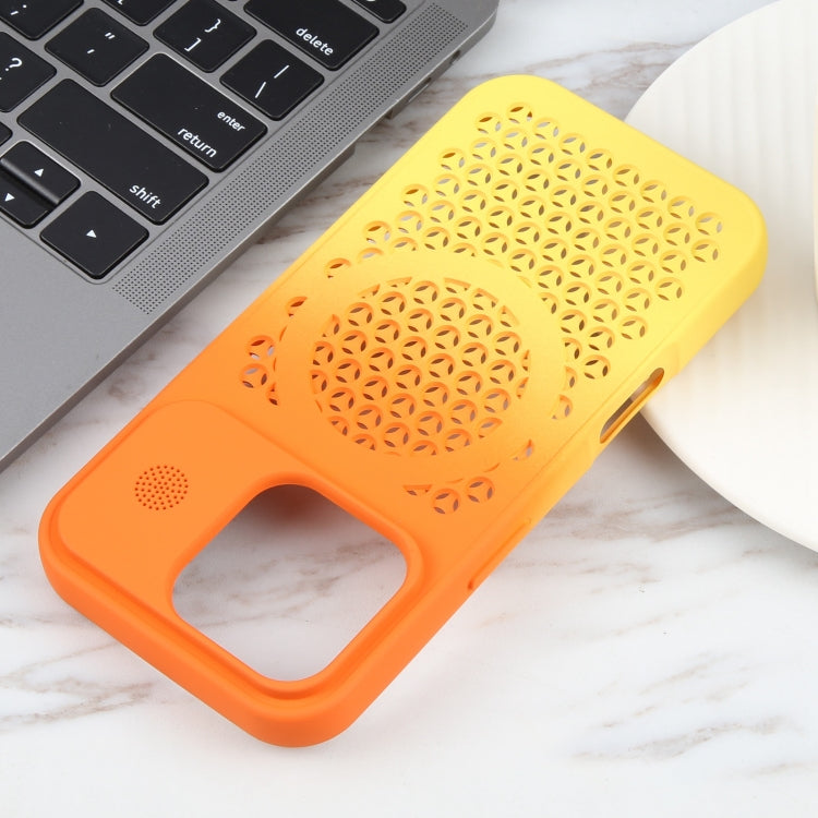 For iPhone 16 Pro Max Gradient Color Honeycomb Aromatherapy MagSafe Phone Case(Orange Yellow) - iPhone 16 Pro Max Cases by PMC Jewellery | Online Shopping South Africa | PMC Jewellery | Buy Now Pay Later Mobicred