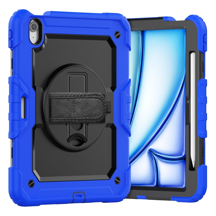 For iPad Air 11 2025 / 2024 Silicone Hybrid PC Tablet Case with Shoulder Strap(Black + Dark Blue) - free shipping - PMC TechLife - Order now!