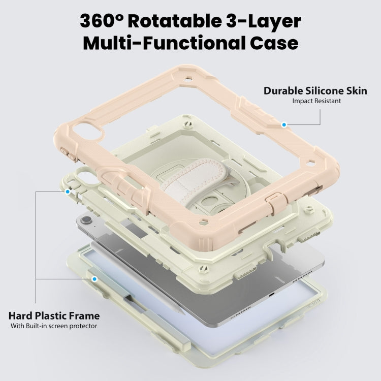 For iPad Air 11 2024 Silicone Hybrid PC Tablet Case with Shoulder Strap(Beige + Rose Gold) - iPad Air 11 2024 Cases by PMC TechLife | Online Shopping South Africa | PMC TechLife | Buy Now Pay Later Mobicred