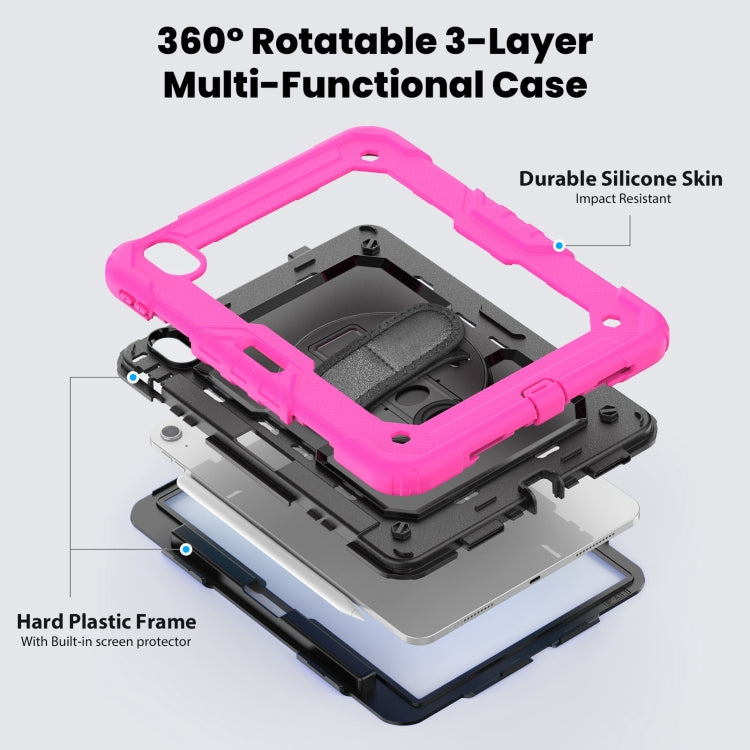 For iPad Air 11 2025 / 2024 Silicone Hybrid PC Tablet Case with Shoulder Strap(Black + Rose Red) - iPad Air 11 2025 / 2024 Cases by PMC TechLife | Online Shopping South Africa | PMC TechLife | Buy Now Pay Later Mobicred