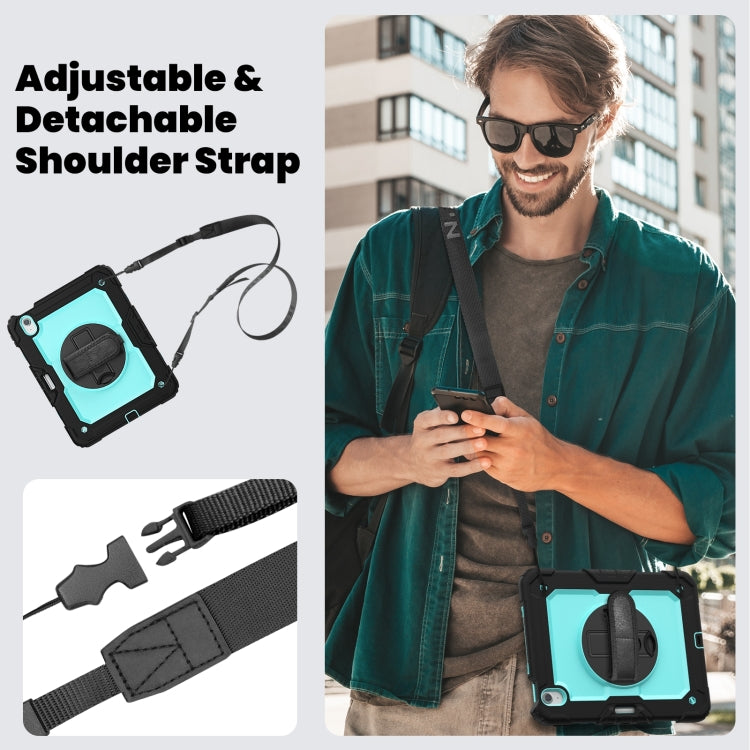 For iPad Air 11 2024 Silicone Hybrid PC Tablet Case with Shoulder Strap(Black + Light Blue) - iPad Air 11 2024 Cases by PMC TechLife | Online Shopping South Africa | PMC TechLife | Buy Now Pay Later Mobicred