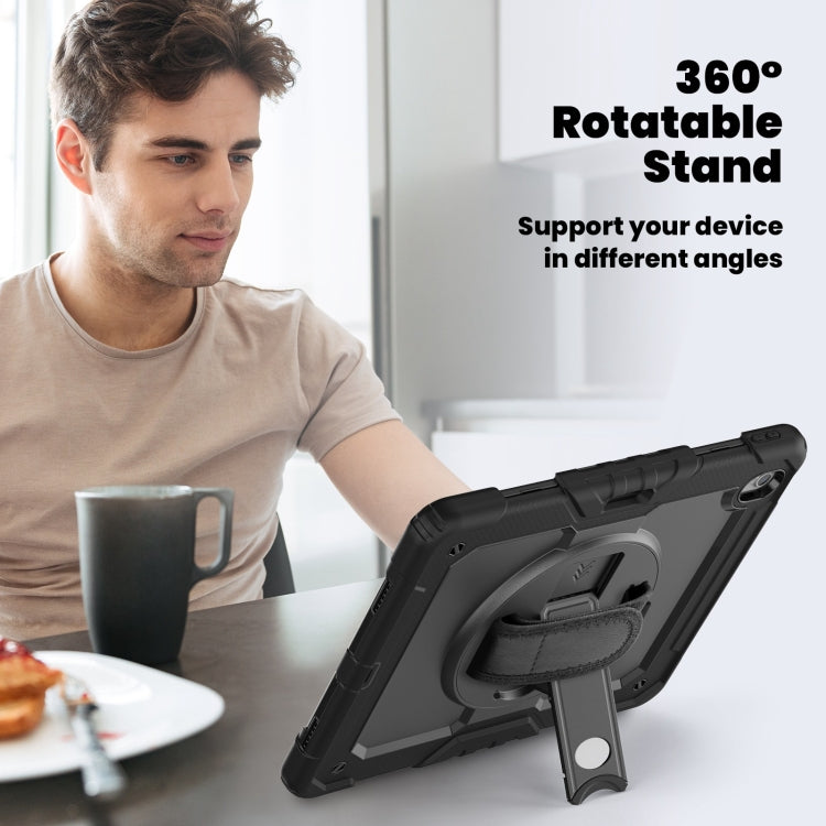 For iPad Air 13 2025 / 2024 Turntable Holder Silicone Hybrid PC Tablet Case with Shoulder Strap(Black) - free shipping - PMC TechLife - Order now!
