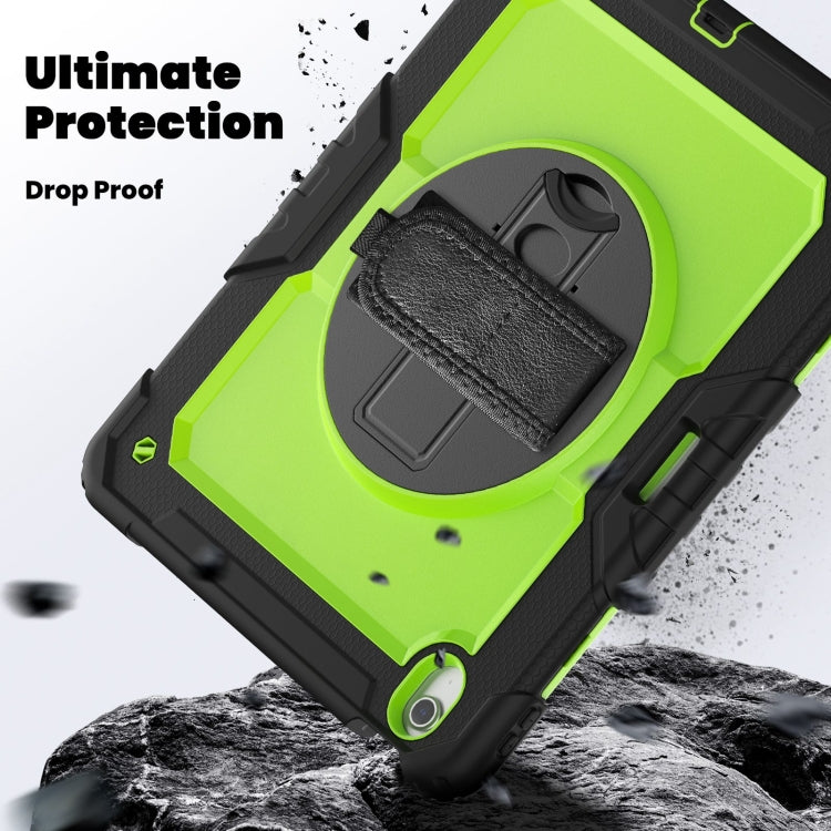For iPad Air 13 2025 / 2024 Turntable Holder Silicone Hybrid PC Tablet Case with Shoulder Strap(Yellow Green + Black) - free shipping - PMC TechLife - Order now!