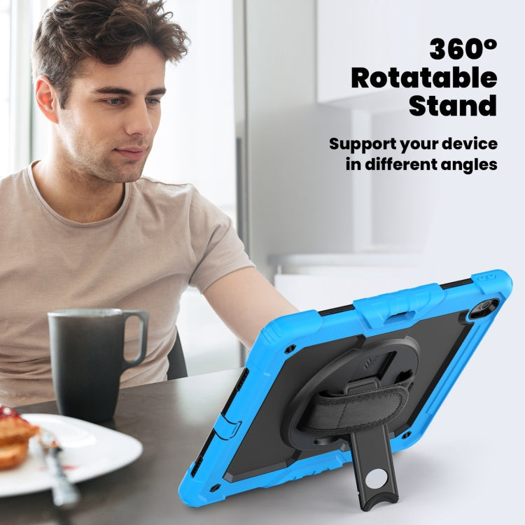 For iPad Air 13 2025 / 2024 Silicone Hybrid PC Tablet Case with Shoulder Strap(Black + Light Blue) - iPad Air 13 2025 / 2024 Cases by PMC TechLife | Online Shopping South Africa | PMC TechLife | Buy Now Pay Later Mobicred