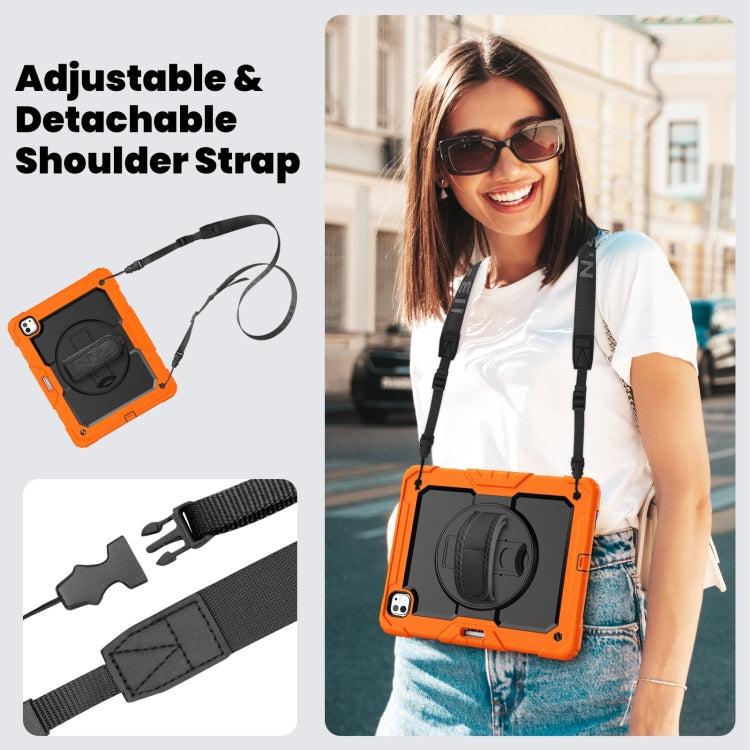For iPad Pro 13 2024 Silicone Hybrid PC Tablet Case with Shoulder Strap(Orange) - free shipping - PMC TechLife - Order now!