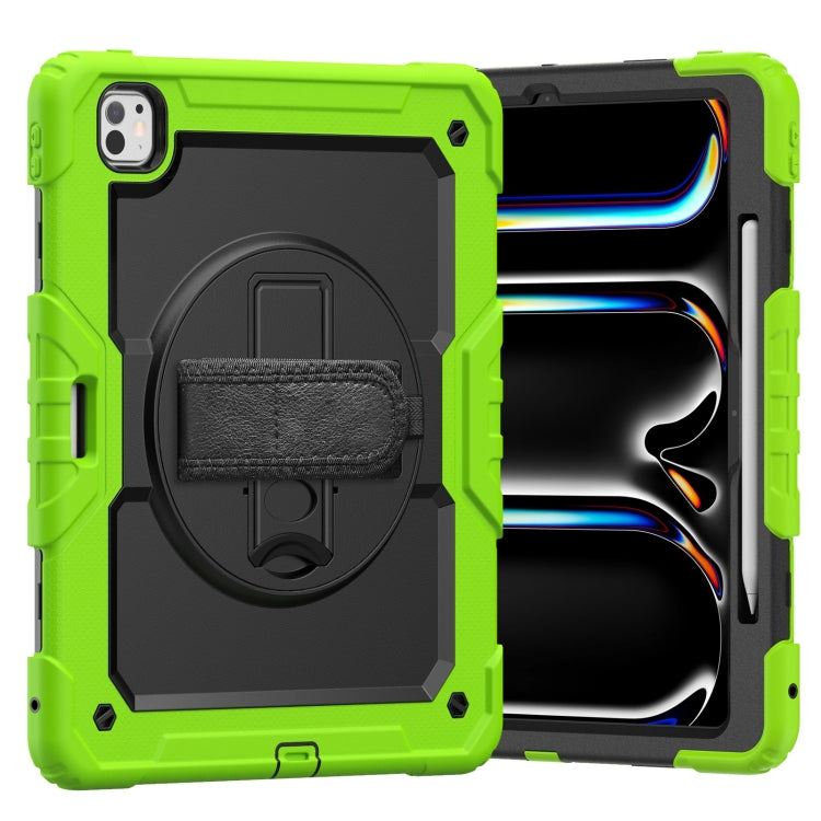 For iPad Pro 13 2024 Silicone Hybrid PC Tablet Case with Shoulder Strap(Black + Yellow Green) - iPad Pro 13 2024 Cases by PMC TechLife | Online Shopping South Africa | PMC TechLife | Buy Now Pay Later Mobicred