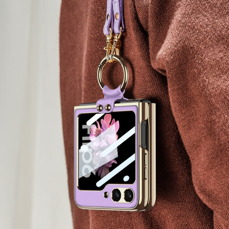 For Samsung Galaxy Z Flip6 / Flip7 FE GKK Integrated Electroplating Leather Phone Case with Ring/Strap(Pink) - free shipping - PMC Jewellery - Order now!