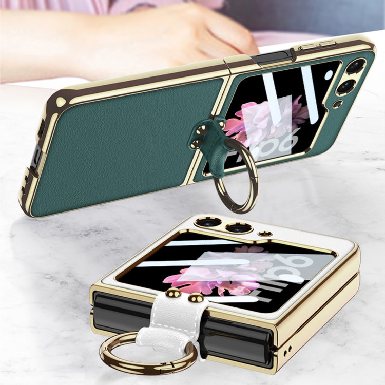 For Samsung Galaxy Z Flip6 / Flip7 FE GKK Integrated Electroplating Leather Phone Case with Ring/Strap(Pink) - free shipping - PMC Jewellery - Order now!