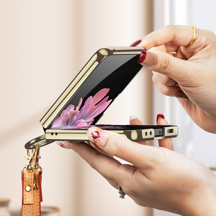 For Samsung Galaxy Z Flip6 / Flip7 FE GKK Integrated Electroplating Leather Phone Case with Ring/Strap(Pink) - free shipping - PMC Jewellery - Order now!