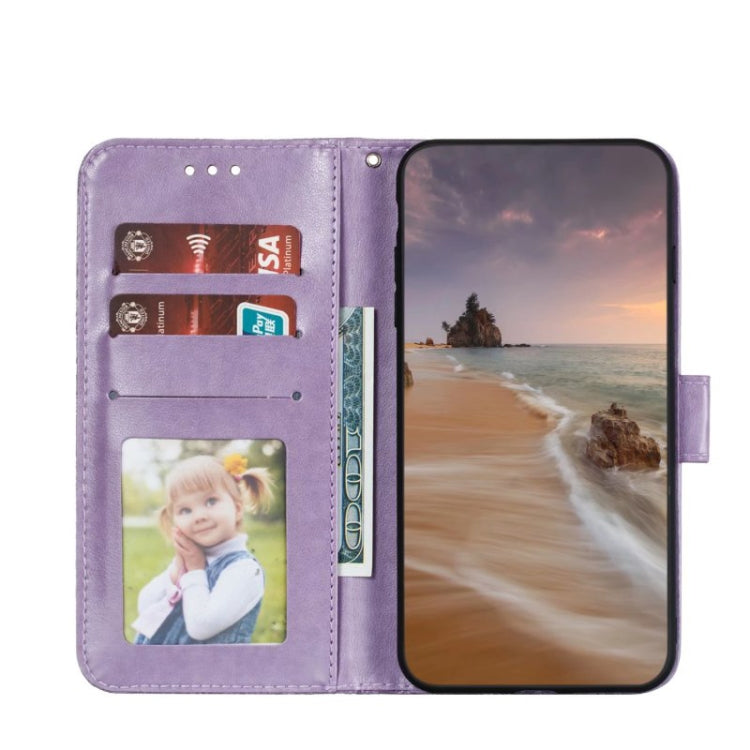 For Google Pixel 9 Lace Flower Embossing Flip Leather Phone Case(Purple) - Google Cases by PMC TechLife | Online Shopping South Africa | PMC TechLife | Buy Now Pay Later Mobicred