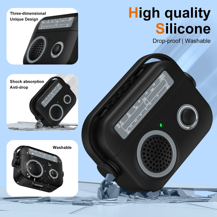 For AirPods 2 / 1 Radio Style Wireless Bluetooth Earphones Shockproof Protective Case(Dark Grey) - free shipping - PMC Jewellery - Order now!