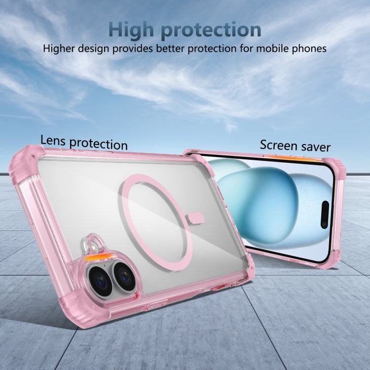 For iPhone 16 Plus Transparent MagSafe Magnetic Phone Case(Pink) - iPhone 16 Plus Cases by PMC Jewellery | Online Shopping South Africa | PMC Jewellery | Buy Now Pay Later Mobicred