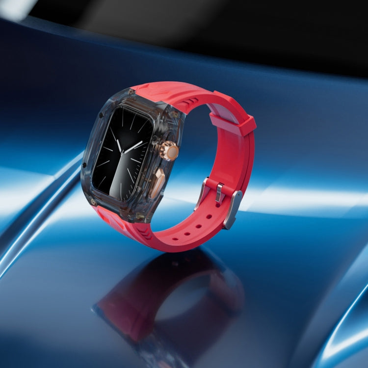 For Apple Watch SE 2023 44mm Modified PC Hybrid TPU Watch Case Band(Red Clear Black) - free shipping - PMc TechLife - Order now!