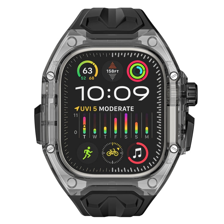 For Apple Watch Ultra 2 49mm Modified PC Hybrid TPU Watch Case Band(Black Clear Black) - Watch Cases by PMC Jewellery | Online Shopping South Africa | PMC Jewellery | Buy Now Pay Later Mobicred