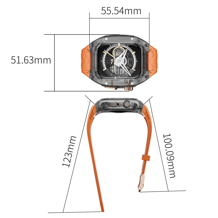 For Apple Watch Series 9 45mm Modified PC Hybrid TPU Watch Case Band(Orange Clear Black) - Watch Cases by PMc TechLife | Online Shopping South Africa | PMc TechLife | Buy Now Pay Later Mobicred