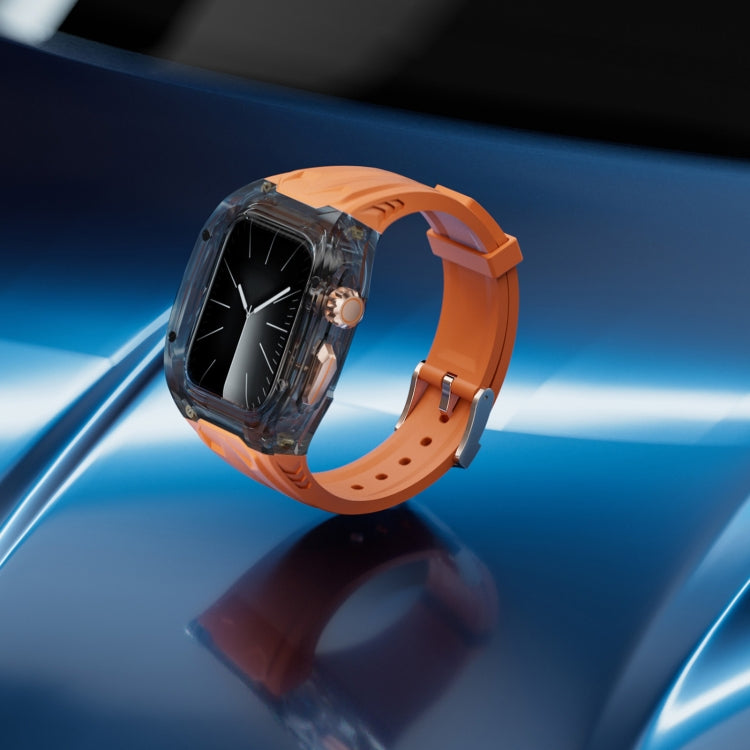 For Apple Watch Series 9 45mm Modified PC Hybrid TPU Watch Case Band(Orange Clear Black) - Watch Cases by PMc TechLife | Online Shopping South Africa | PMc TechLife | Buy Now Pay Later Mobicred