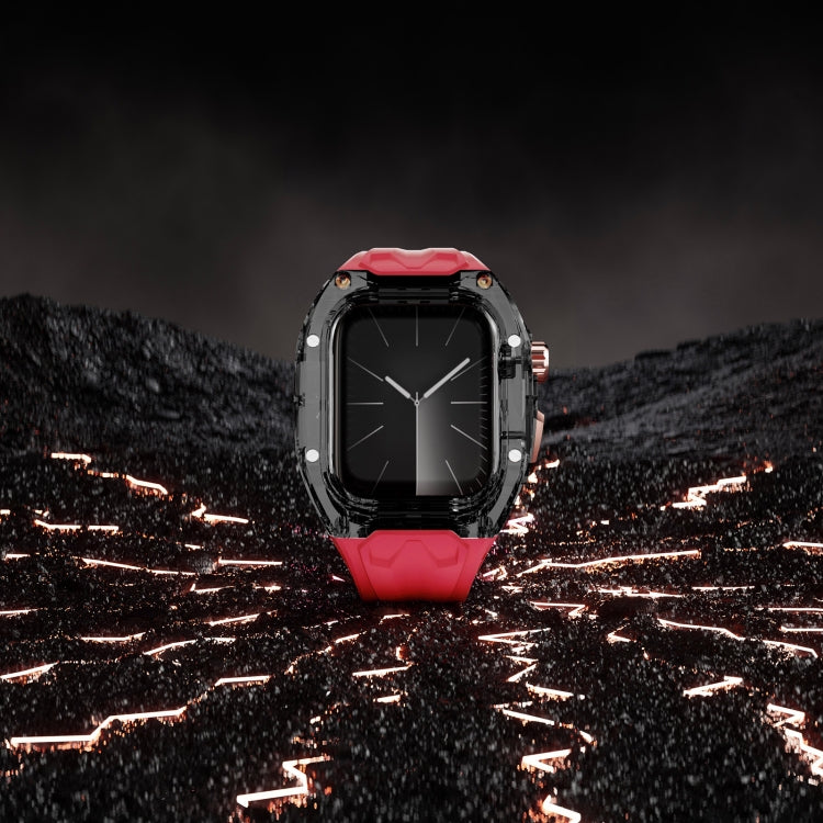For Apple Watch Series 9 45mm Modified PC Hybrid TPU Watch Case Band(Red Clear Black) - free shipping - PMc TechLife - Order now!