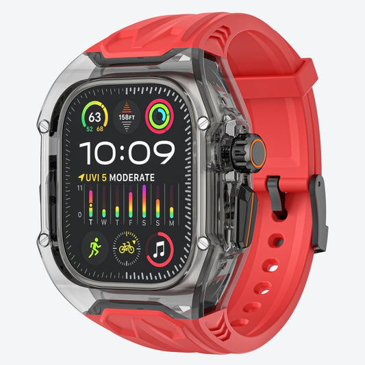 For Apple Watch Ultra 49mm Modified PC Hybrid TPU Watch Case Band(Red Clear Black) - Watch Bands by PMC Jewellery | Online Shopping South Africa | PMC Jewellery | Buy Now Pay Later Mobicred