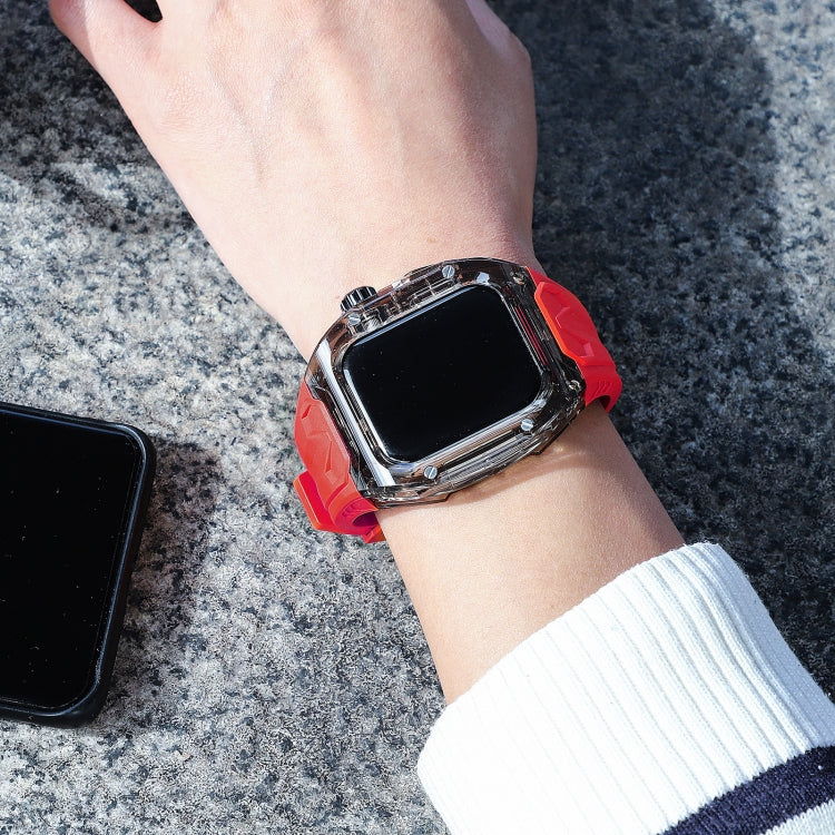 For Apple Watch SE 2022 44mm Modified PC Hybrid TPU Watch Case Band(Red Clear Black) - free shipping - PMc TechLife - Order now!