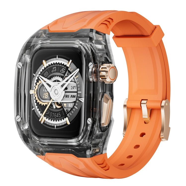 For Apple Watch Series 7 45mm Modified PC Hybrid TPU Watch Case Band(Orange Clear Black) - Watch Cases by PMc TechLife | Online Shopping South Africa | PMc TechLife | Buy Now Pay Later Mobicred