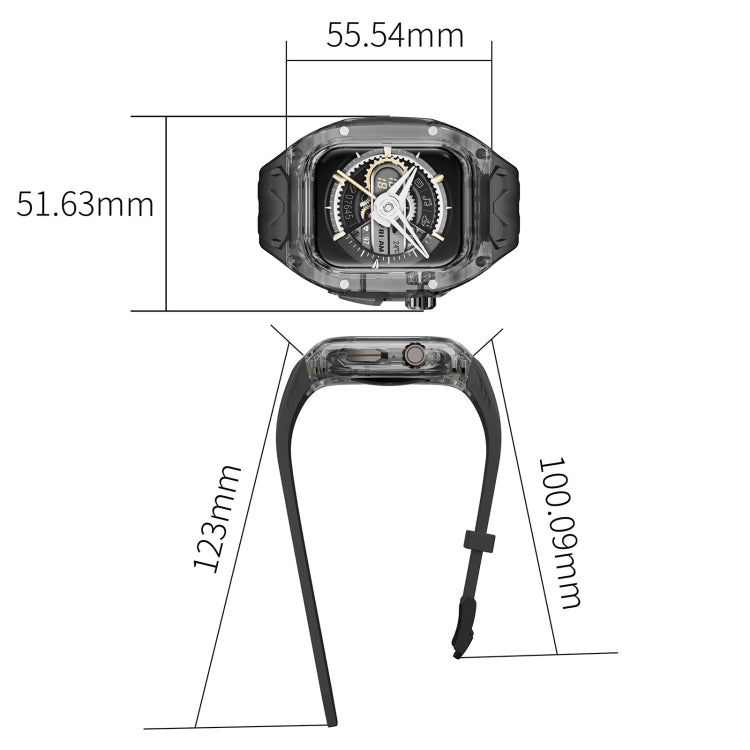For Apple Watch SE 44mm Modified PC Hybrid TPU Watch Case Band(Black Clear Black) - free shipping - PMc TechLife - Order now!