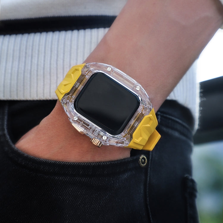 For Apple Watch SE 44mm Modified PC Hybrid TPU Watch Case Band(Yellow Clear Black) - Watch Cases by PMc TechLife | Online Shopping South Africa | PMc TechLife | Buy Now Pay Later Mobicred