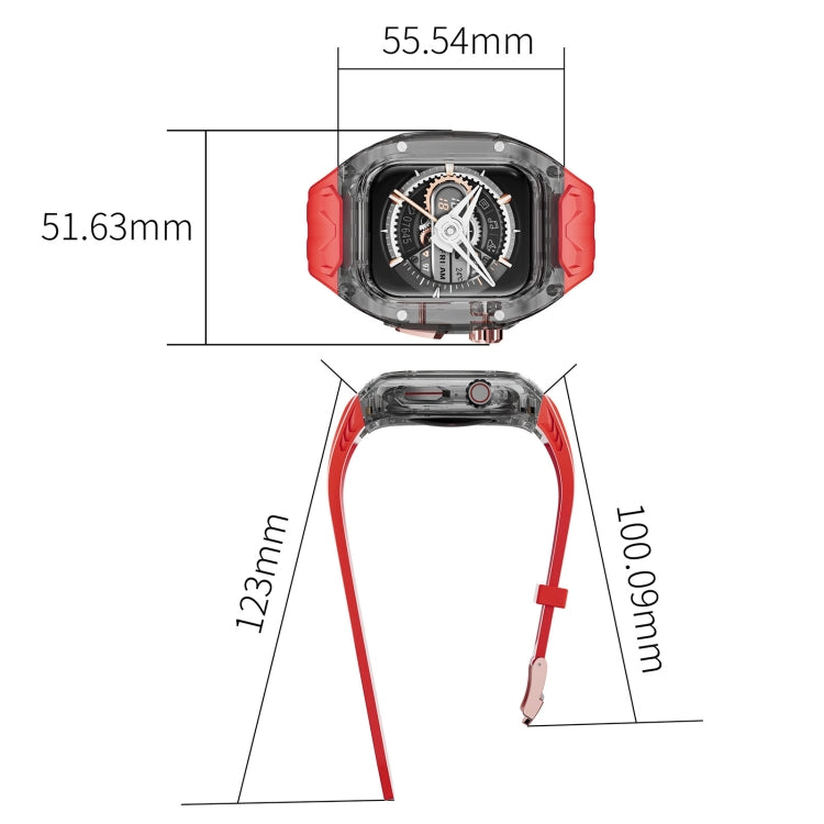 For Apple Watch Series 5 44mm Modified PC Hybrid TPU Watch Case Band(Red Clear Black) - free shipping - PMc TechLife - Order now!