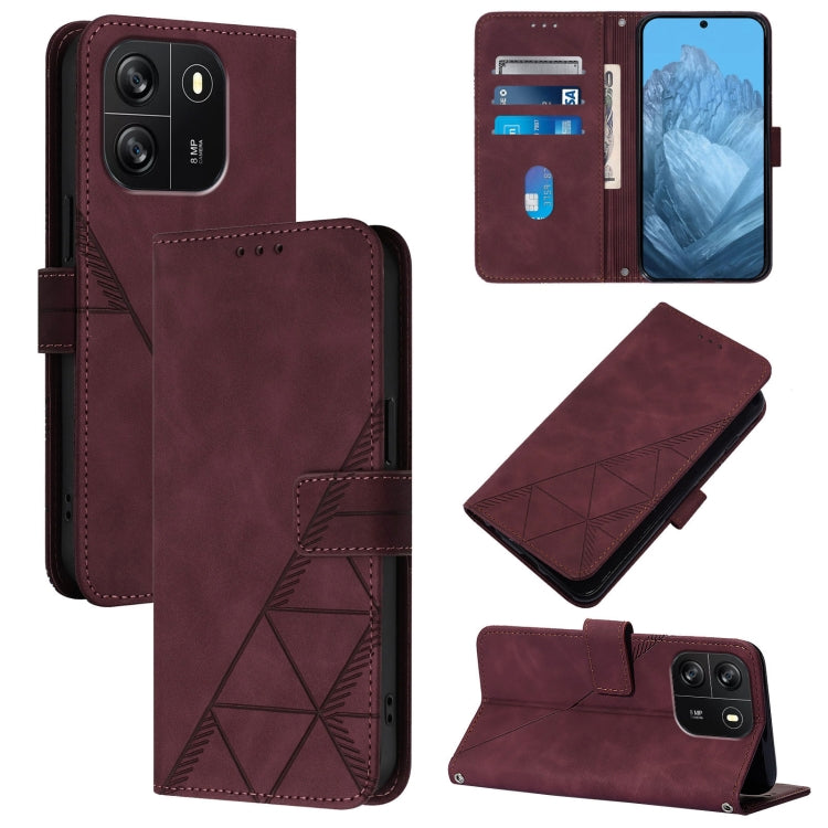 For Blackview Wave 6C Crossbody 3D Embossed Flip Leather Phone Case(Wine Red) - More Brand by PMC TechLife | Online Shopping South Africa | PMC TechLife | Buy Now Pay Later Mobicred