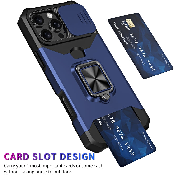 For iPhone 16 Pro Camera Shield Card Slot PC+TPU Phone Case(Silver) - iPhone 16 Pro Cases by PMC TechLife | Online Shopping South Africa | PMC TechLife | Buy Now Pay Later Mobicred