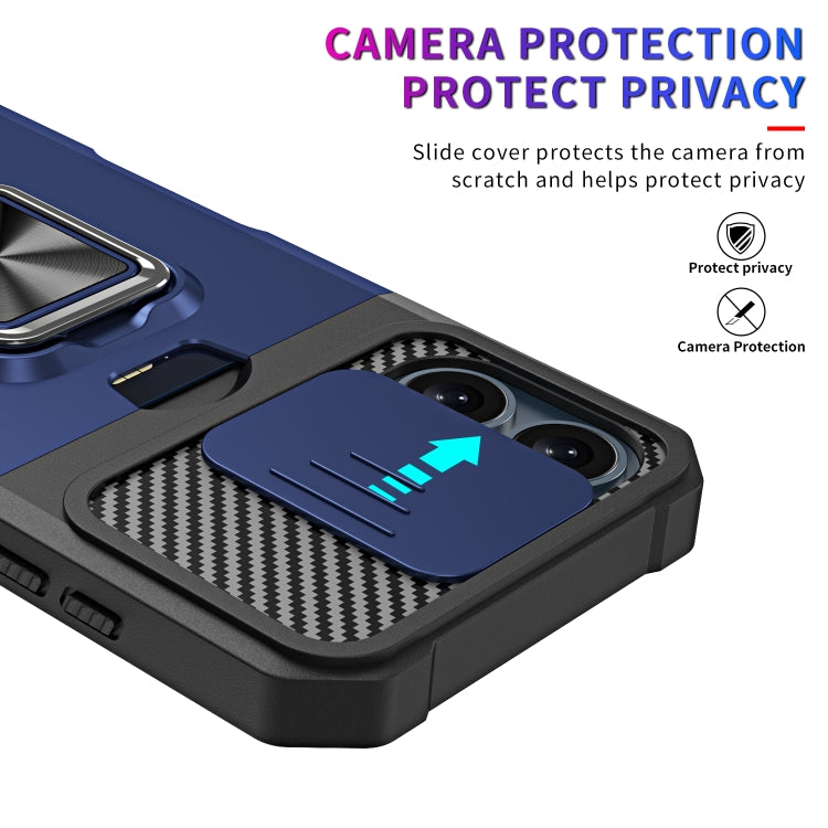 For iPhone 16 Camera Shield Card Slot PC+TPU Phone Case(Gold) - iPhone 16 Cases by PMC Jewellery | Online Shopping South Africa | PMC Jewellery | Buy Now Pay Later Mobicred