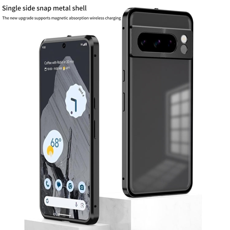 For Google Pixel 7 Snap Buckle Metal Frame Frosted Phone Case(Silver) - Google Cases by PMC TechLife | Online Shopping South Africa | PMC TechLife | Buy Now Pay Later Mobicred