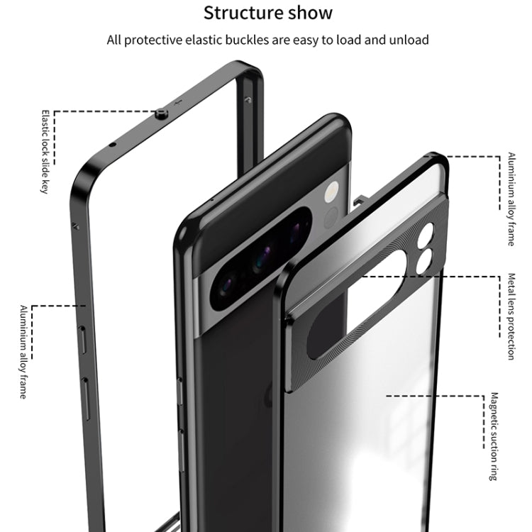 For Google Pixel 7a Snap Buckle Metal Frame Frosted Phone Case(Blue) - Google Cases by PMC TechLife | Online Shopping South Africa | PMC TechLife | Buy Now Pay Later Mobicred