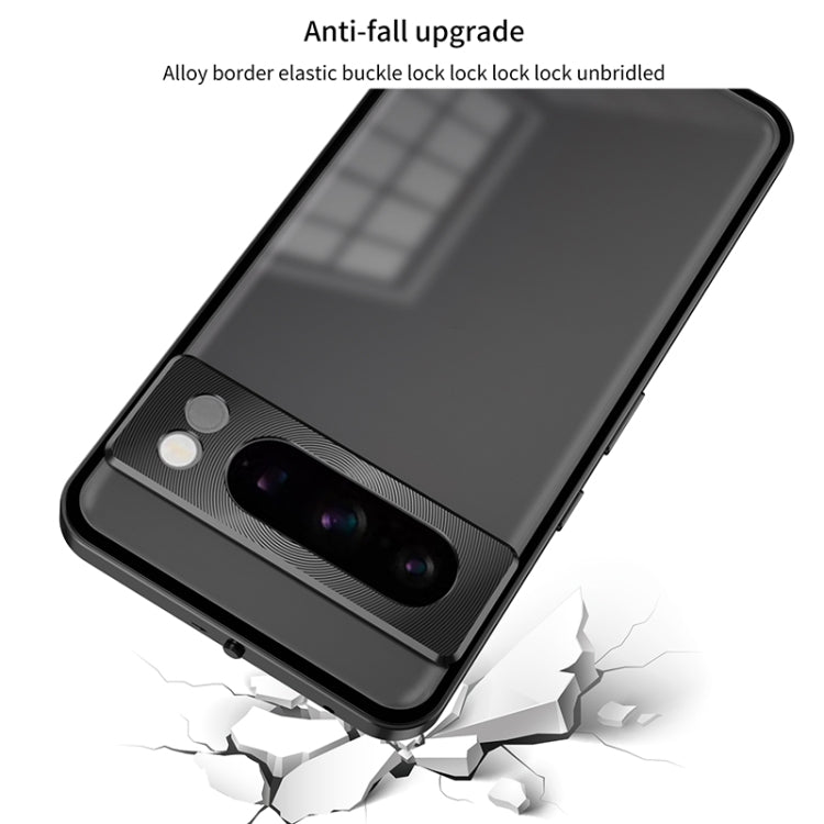 For Google Pixel 8a Snap Buckle Metal Frame Frosted Phone Case(Blue) - Google Cases by PMC TechLife | Online Shopping South Africa | PMC TechLife | Buy Now Pay Later Mobicred