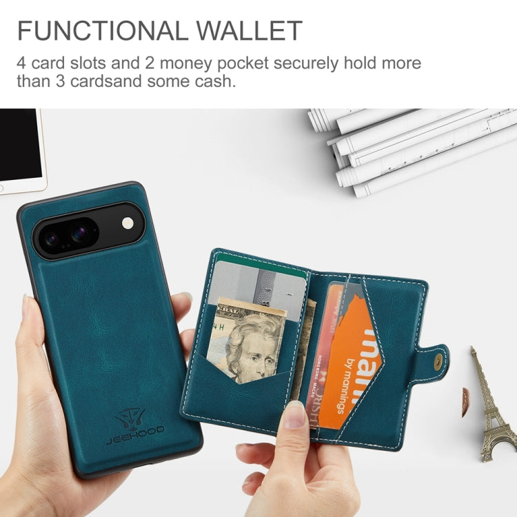 For Google Pixel 9 JEEHOOD J01 Retro Magnetic Detachable Wallet Phone Case(Blue) - Google Cases by JEEHOOD | Online Shopping South Africa | PMC TechLife | Buy Now Pay Later Mobicred