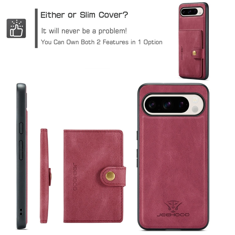 For Google Pixel 9 Pro JEEHOOD J01 Retro Magnetic Detachable Wallet Phone Case(Red) - Google Cases by JEEHOOD | Online Shopping South Africa | PMC TechLife | Buy Now Pay Later Mobicred