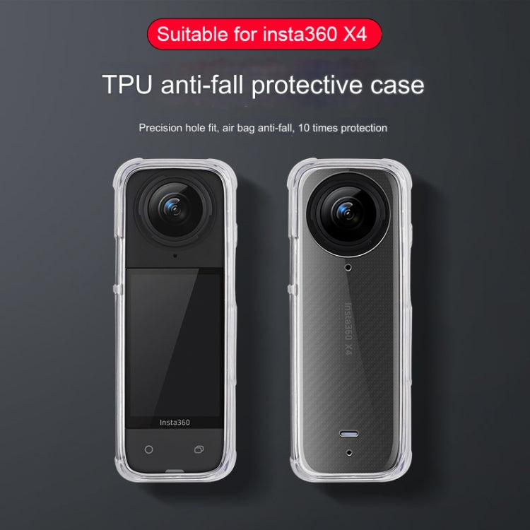 For Insta360 X4 Clear 1.5mm Soft TPU Protective Case With Hand Strap(Clear Black) - Case & Bags by PMC TechLife | Online Shopping South Africa | PMC TechLife | Buy Now Pay Later Mobicred